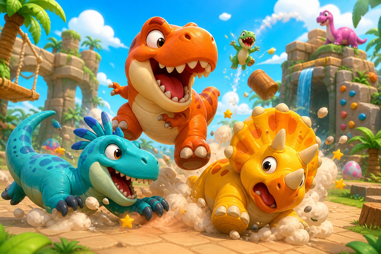 Dino Crush jungle play — dinosaurs colliding in the arena